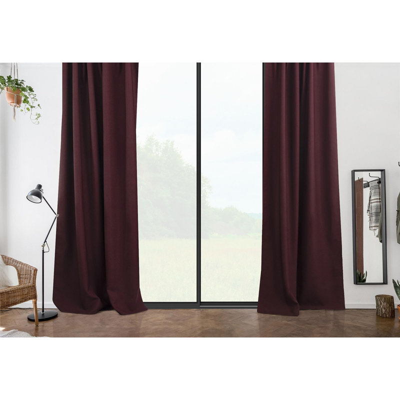 Room Darkening Single Curtain Panel, 130cm W x 295cm H, Dark Red