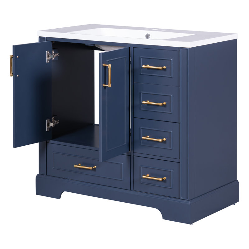 Meuble-lavabo traditionnel de 36 pouces, Bleu marine