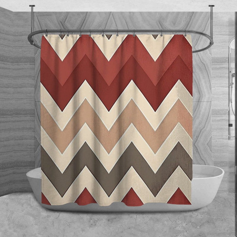 Rideau de douche Millstadt, H 93 po x l 70 po, Brun/rouge