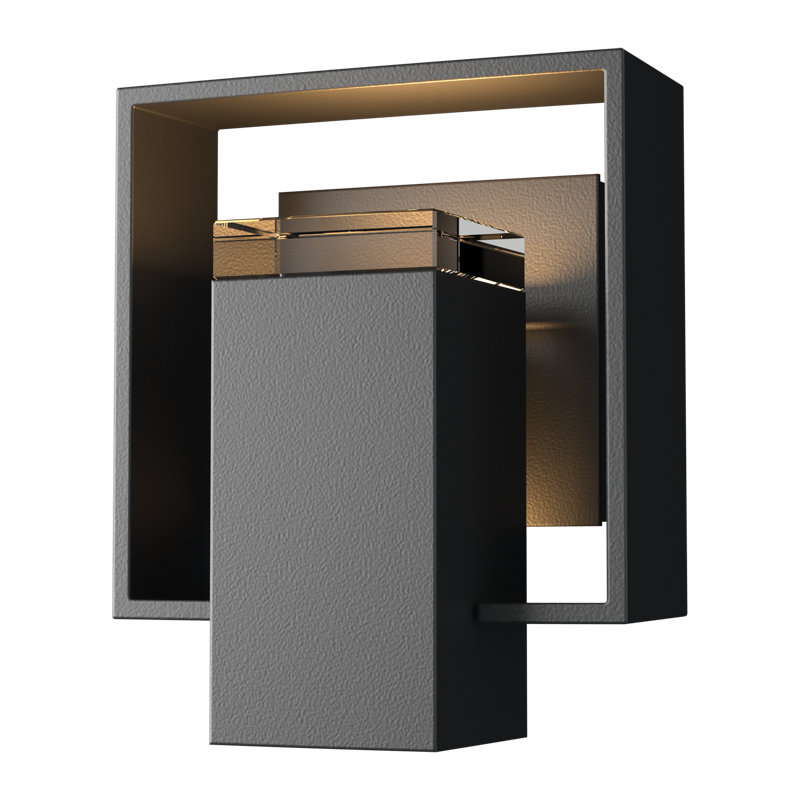 Shadow Box Outdoor Armed Sconce, 8.5" H x 7" W x 4" D, Natural Iron, Oil Rubbed Bronze