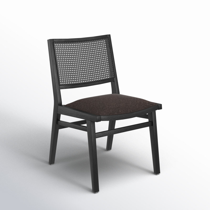 Sage Upholstered Dining Chair, Black Linen Blend, Brushed Ebony Beech
