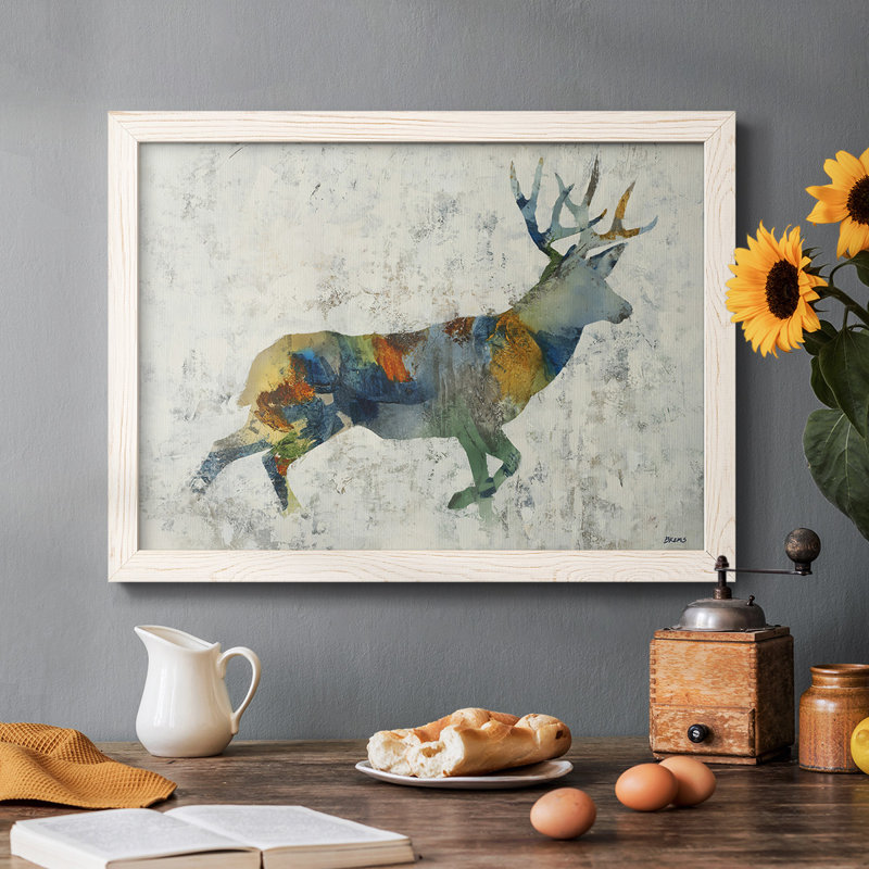 Cerf totem - Toile tendue avec châssis rustique, Blanc, H 22 po x l 32 po x P 1,5 po