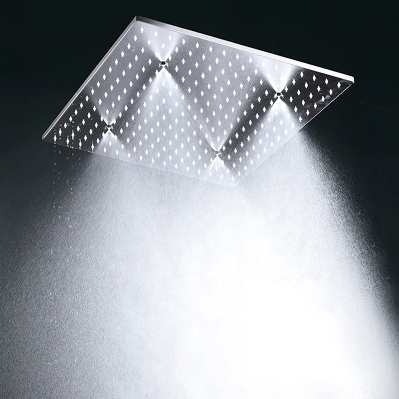 BathSelect Bolsena 20" Digital LED Chrome Ceiling Mount Mist Rainfall Shower System with 3 Jetted Body Sprays
