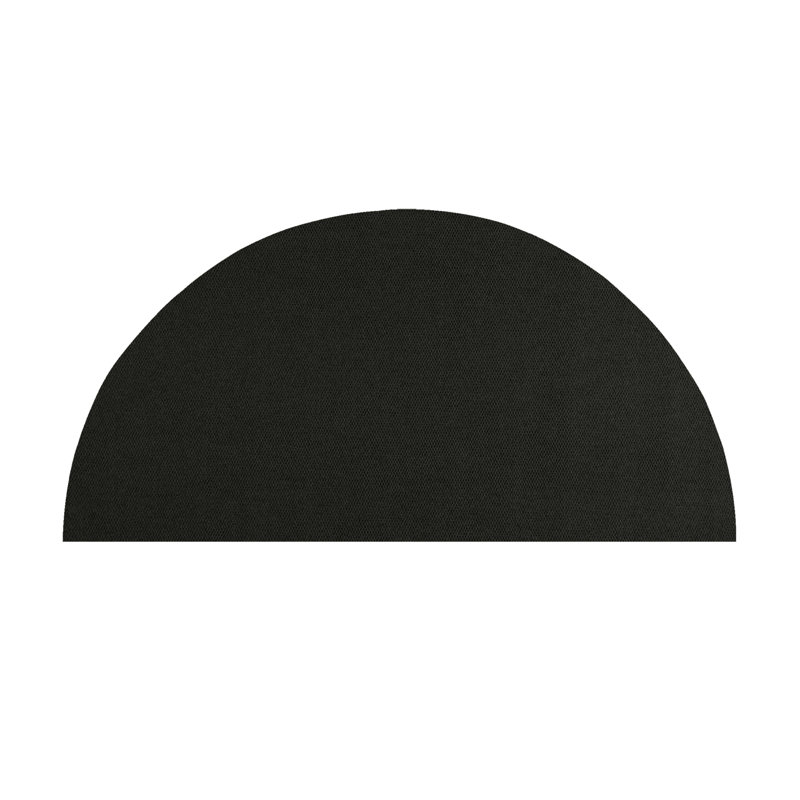 Tapis intérieur / extérieur noir tissé à la machine Estra, Demi-cercle 2 pi 3 po x 4 pi 6 po