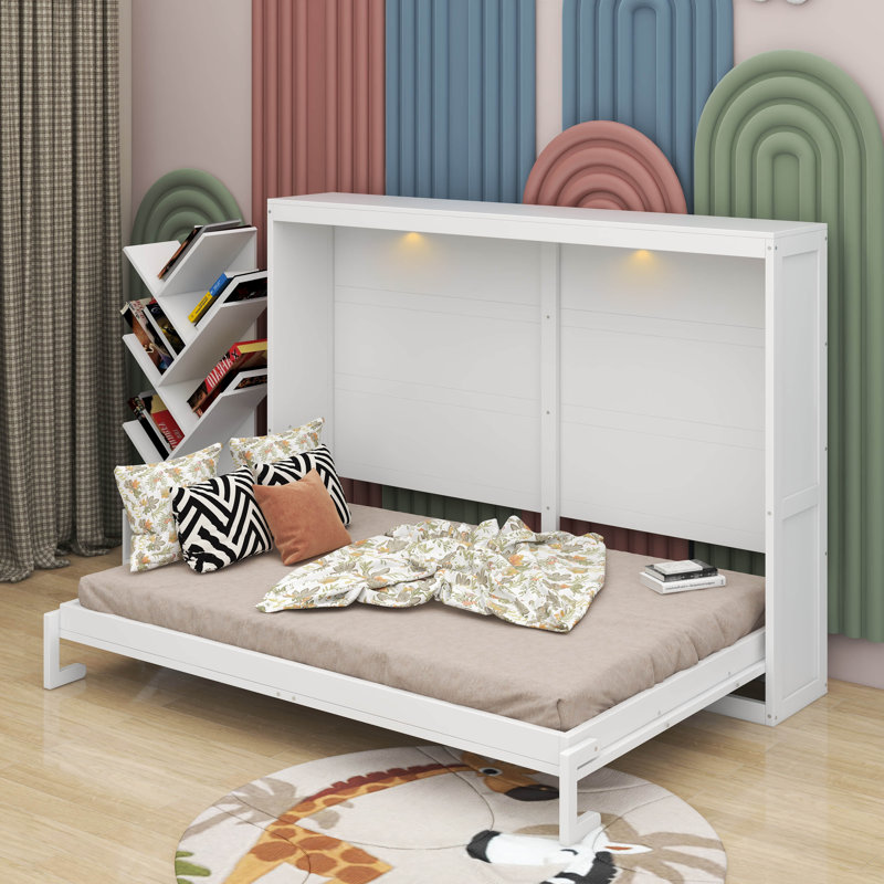 Grand lit escamotable avec DEL, Blanc