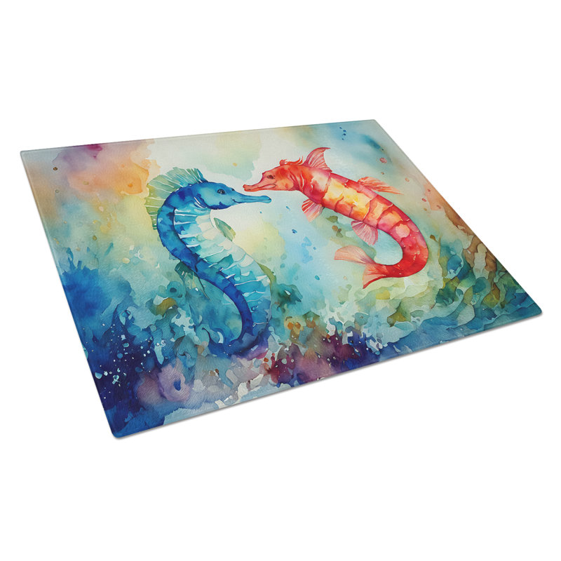 Grande planche à découper en verre Seahorse