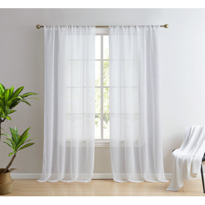 Hailey Faux Linen Sheer Curtain Panels