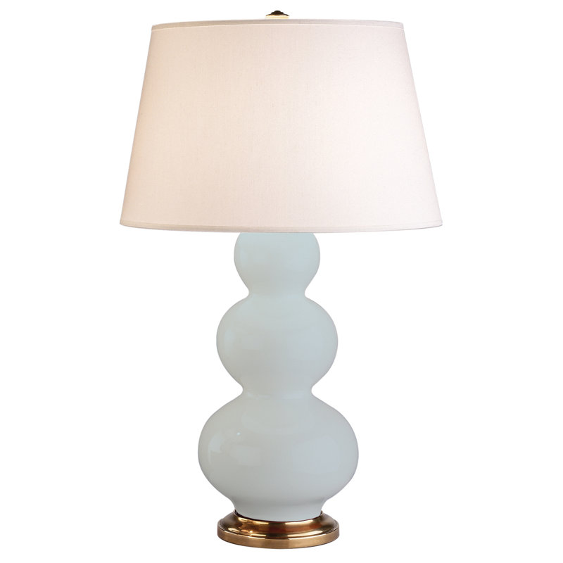 Triple Gourd Table Lamp, Baby Blue/Brass