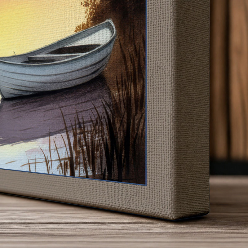 Riverside at Dawn Coastal - Wrapped Canvas, 36x24 - 91.4 x 61.0 cm, Taupe Border