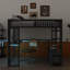 Lit mezzanine double avec bureau intégré et éclairage DEL-1872012935