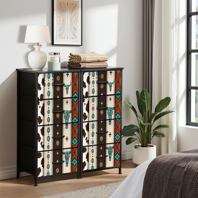 4 Drawer Dresser for Bedroom, Narrow Chest of Drawers, Wooden Top and Study Iron Frame 18"x37.5"-(WxH)
