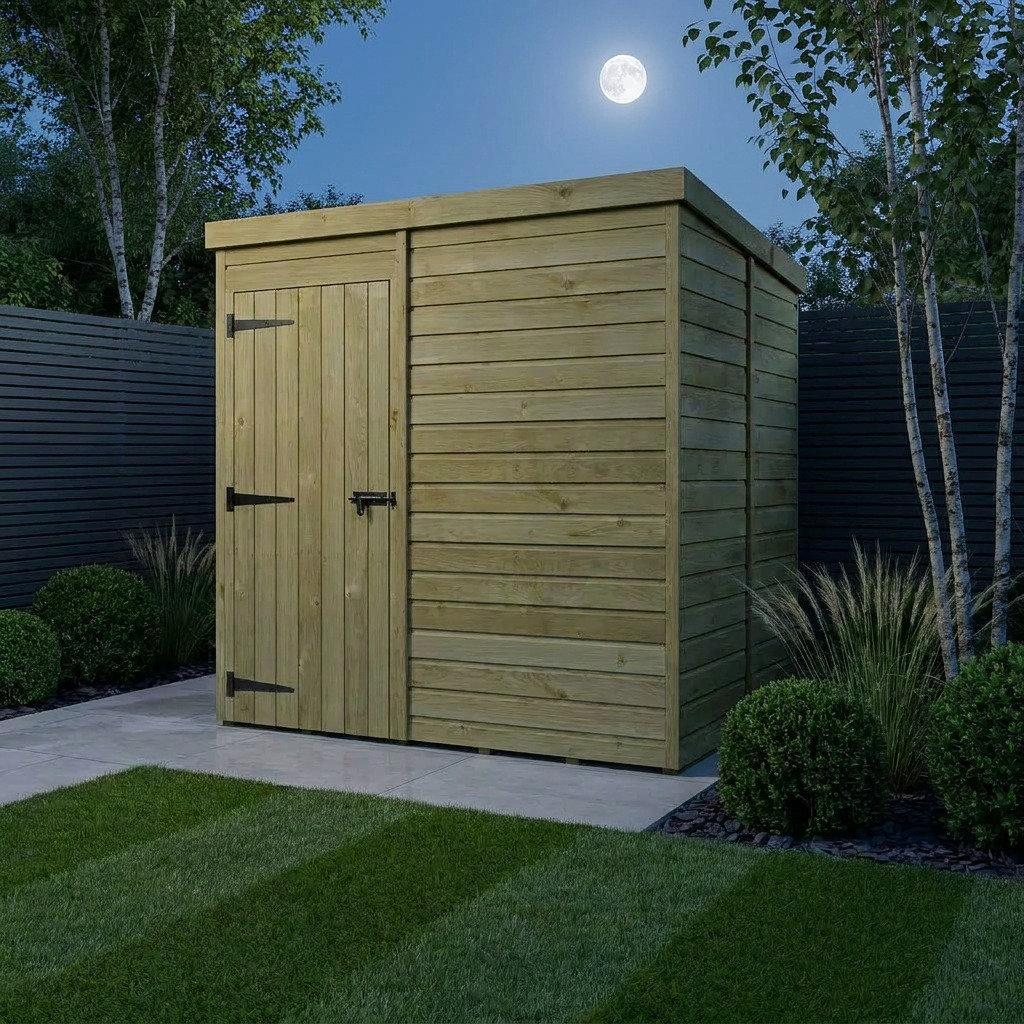 Total Sheds 7ft x 5ft Pent Garden Shed - Single Door - No Windows - Pressure Treated Timber - UK Manufactured