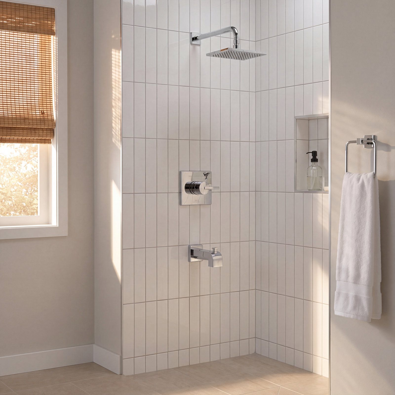 Vero Pressure-Balanced Tub and Shower Set, Chrome