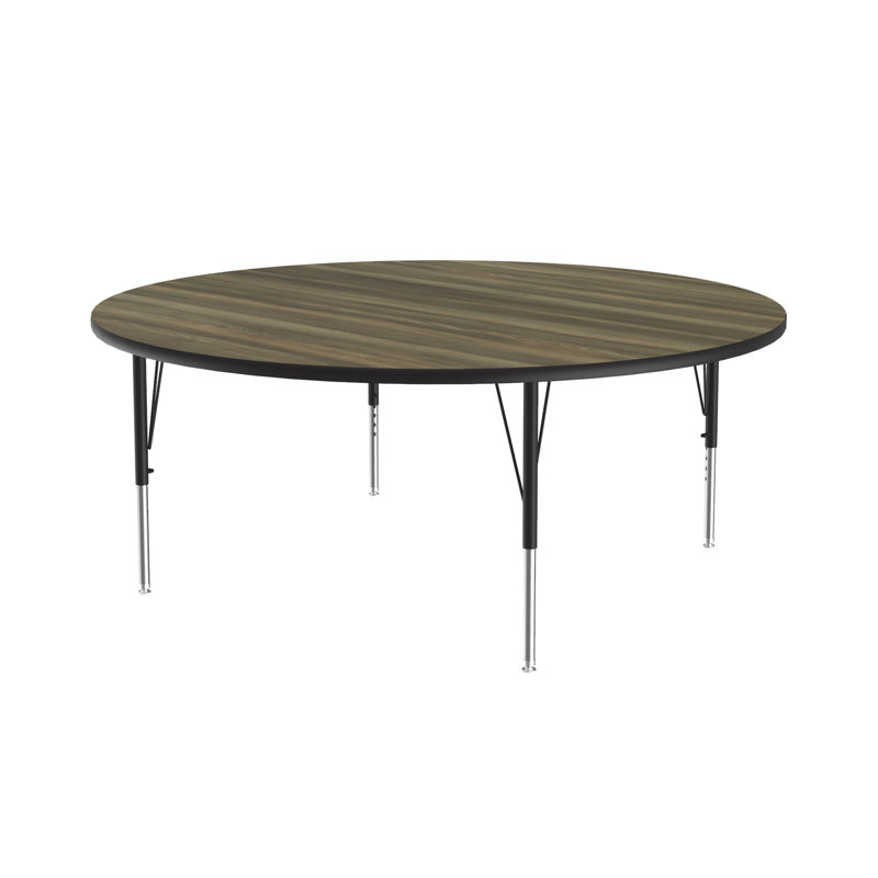 Table d'activité circulaire à hauteur ajustable, Noyer blanc colonial, H 29 po x L 60 po x l 60 po