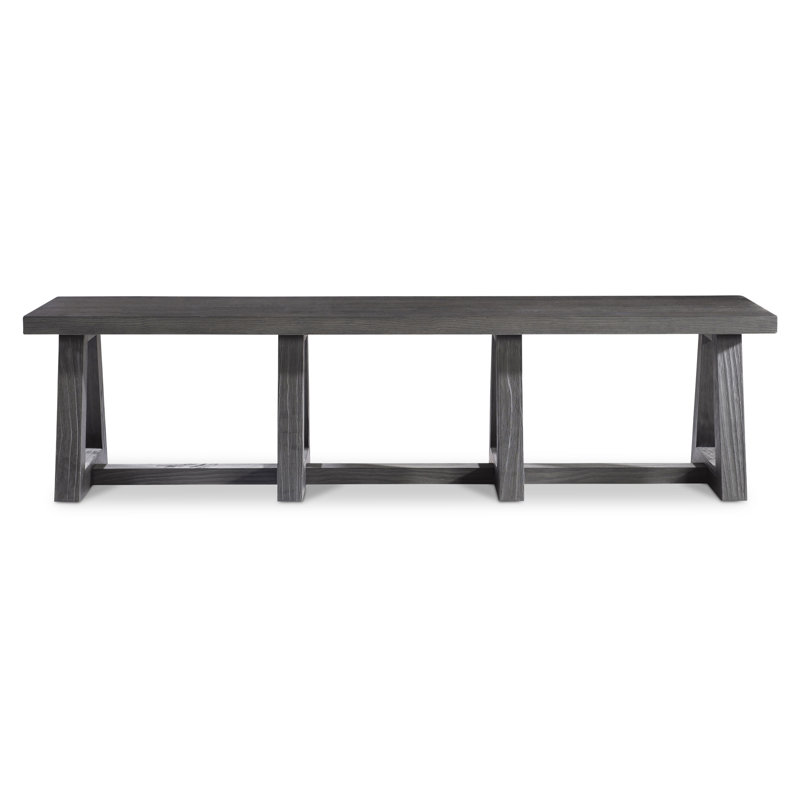 Modern Black Wood Dining Bench with Triangular Legs