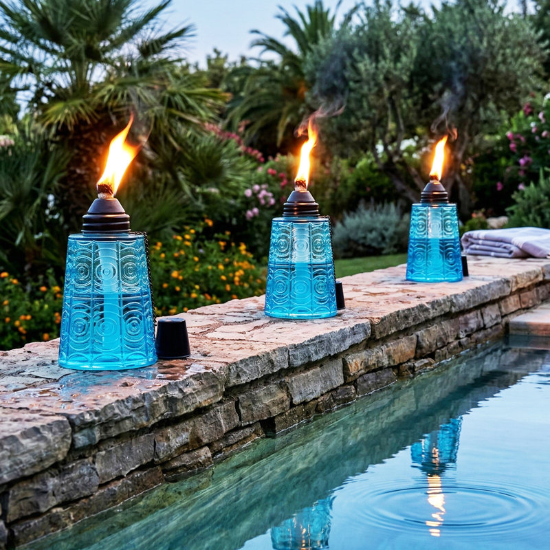 Torches Tiki Citronella, Bleu