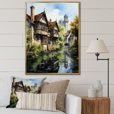 «England Peaceful Canalengland Landscape II - Cityscapes Wall Art Living Room»