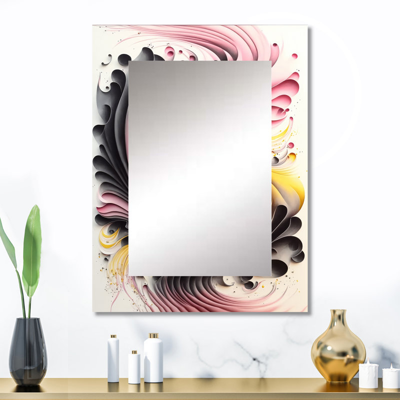 Multi-Color Paint Swirl I - Abstract Spirals Wall Mirror, Pink Decorative Mirror, Printed Metal Art, 32" x 24"