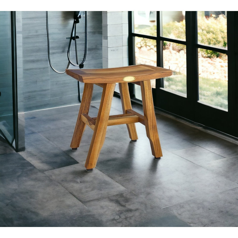 Banc de douche ou banc d'extérieur en teck Rvley Curvilinear