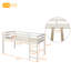 Lit mezzanine bas bas avec commode et bureau roulant, blanc - Lit mezzanine avec rangement et espace de travail-558828964-558828967
