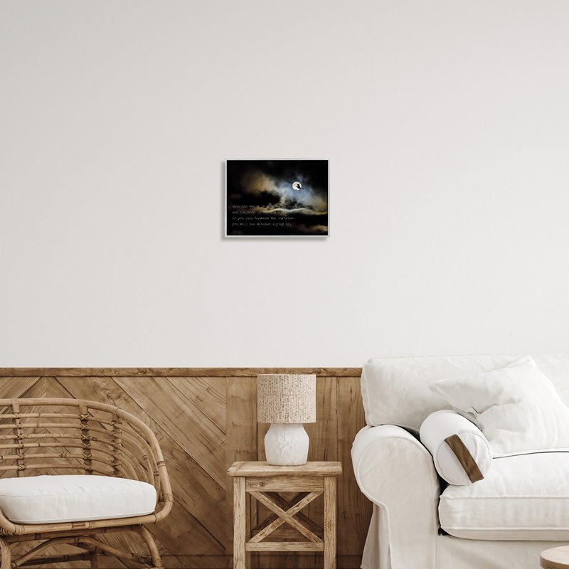 «Witch Flying By Moon» encadré sur bois par Susan Ball, impression, H 11 po x l 14 po x P 1,5 po, Estampe numérique Farmhouse
