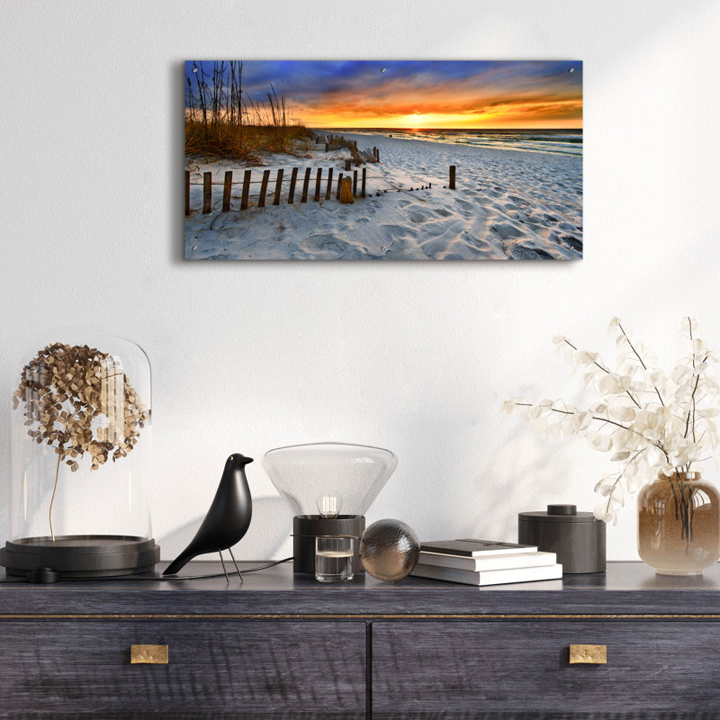 «Burning Sunrise Print Sunset Landscape» par Ezra Tanner, art mural en verre acrylique, H 24 po x l 48 po