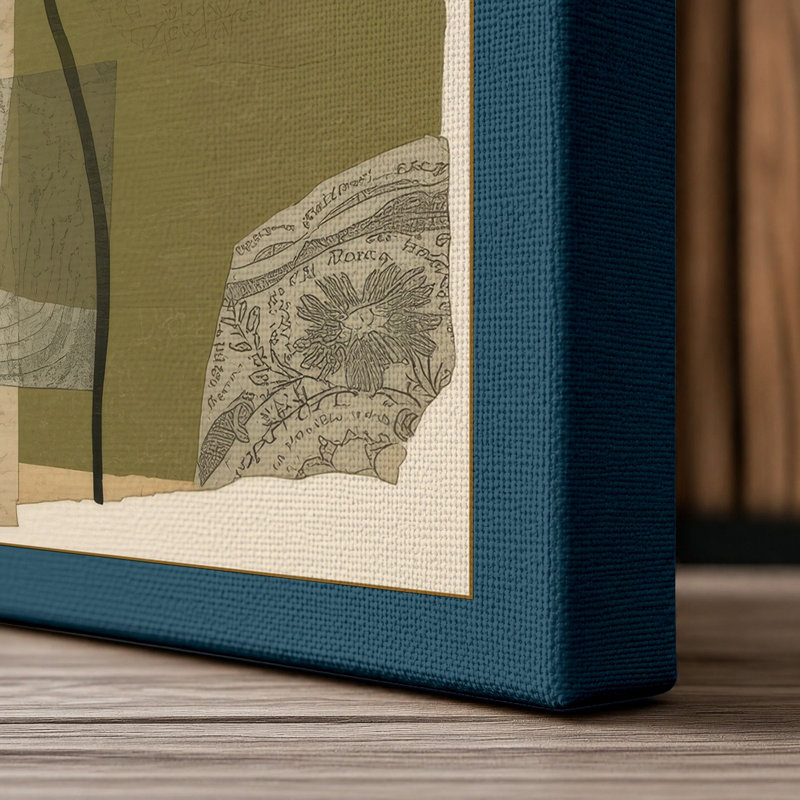 Collage Botanical - Wrapped Canvas, 24x16 - 61.0 x 40.6 cm, Teal Border