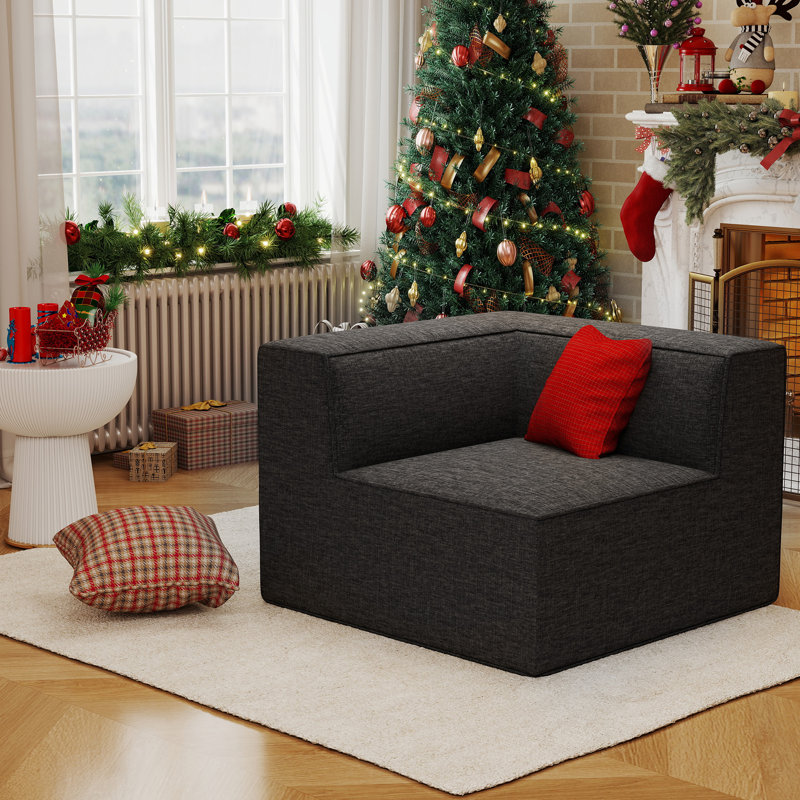 Comfy Cloud 38" Sofa Corner Chair, No Assembly Required, Black Polyester