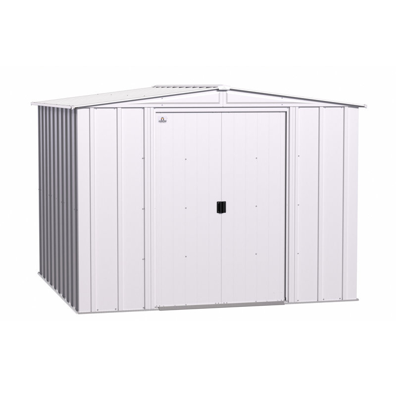 8 ft. x 8 ft. Flute Grey Steel Storage Shed with Sliding Doors