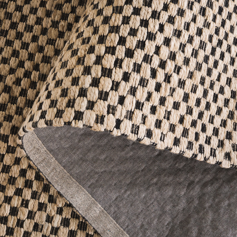 Tapis 675 fibres naturelles beige / noir, Rectangle de 5 pi x 8 pi