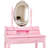 Vanity Desk Set With LED Light Mirror And Cushioned Stool For Bedroom-2138610776