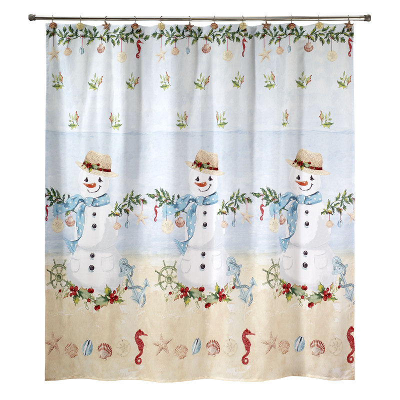 Coastal Snowman Shower Curtain