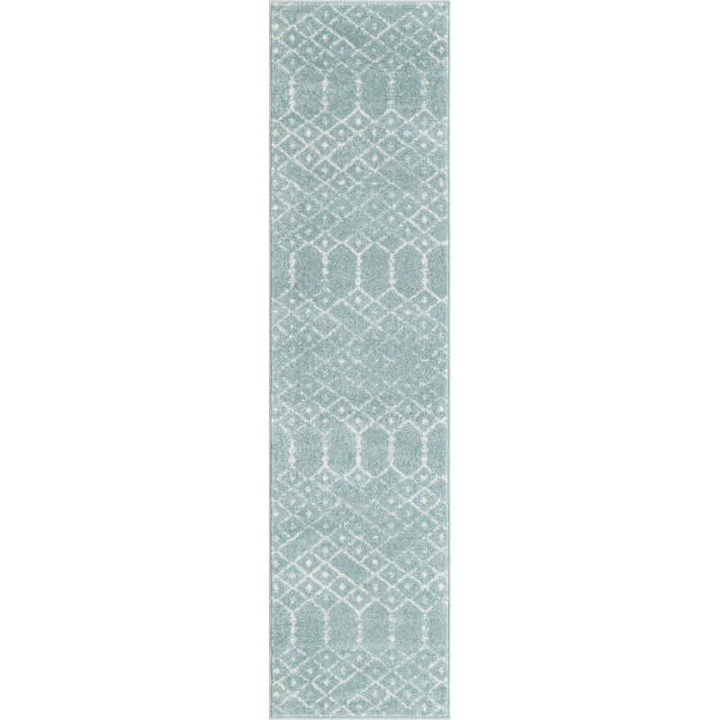 Sierra Geometric Area Rug, Runner 2' x 8', Aqua