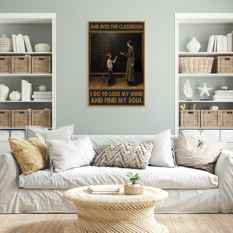 «Teacher And Into The Classroom», reproduction d'art graphique sur toile tendue, H 14 po x l 11 po x P 1,25 po