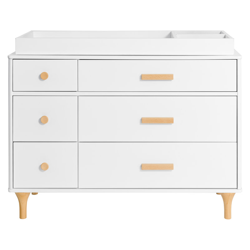Lolly 6-Drawer Assembled Double Dresser, White/Natural