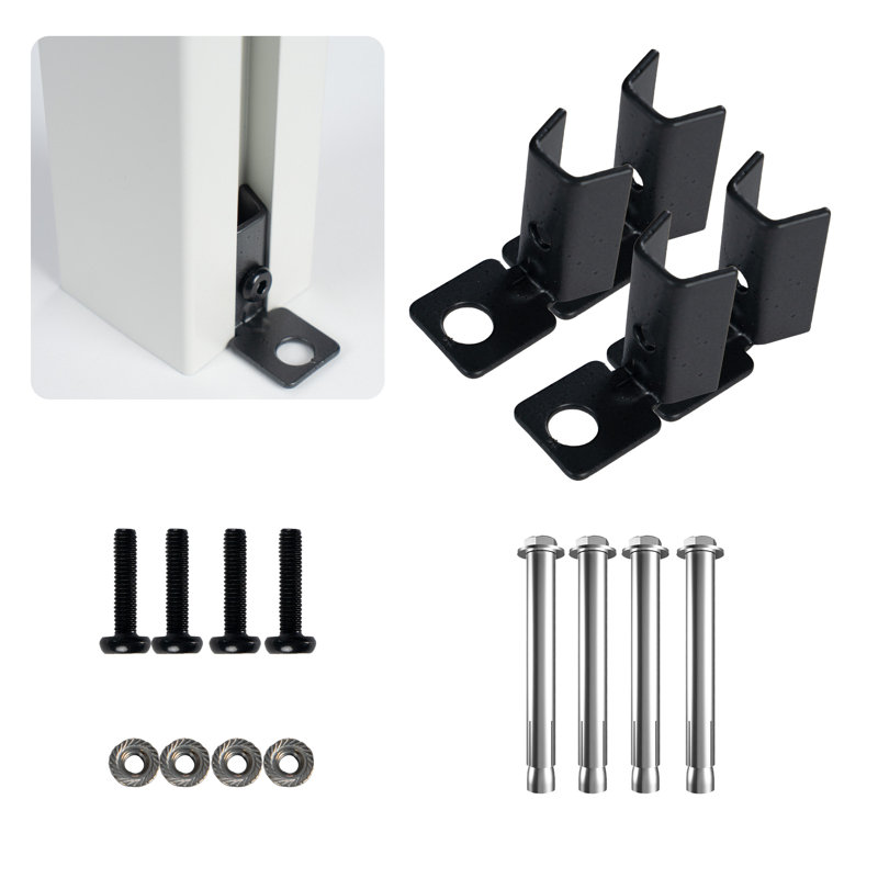 Ensemble de fixation au sol pour écrans d'intimité à 2 panneaux Kozyard - Parfait pour la fixation au béton - Aide à cacher le désordre et à garder votre espace extérieur propre - Convient aux panneaux blancs et noirs