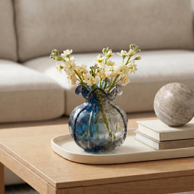 Vase en verre bicolore 6 "pour petits arrangements Solara (bleu / gris) Solara