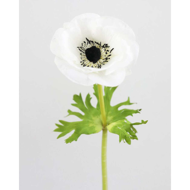 Real Touch Soft Peach Anemone 17.5", White