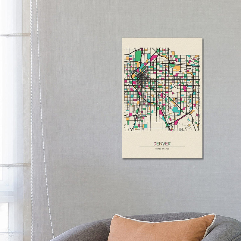 Denver, Colorado Map by Ayse Deniz Akerman - Wrapped Canvas Print, 66.04 cm H x 45.72 cm W x 3.175 cm D