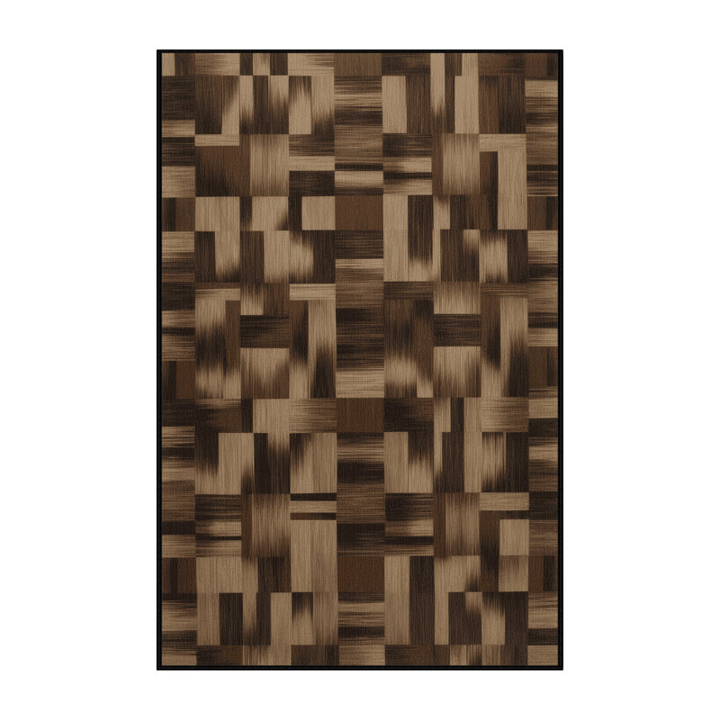 Tapis damier noir lavable à la machine, Rectangle de 5 pi x 8 pi