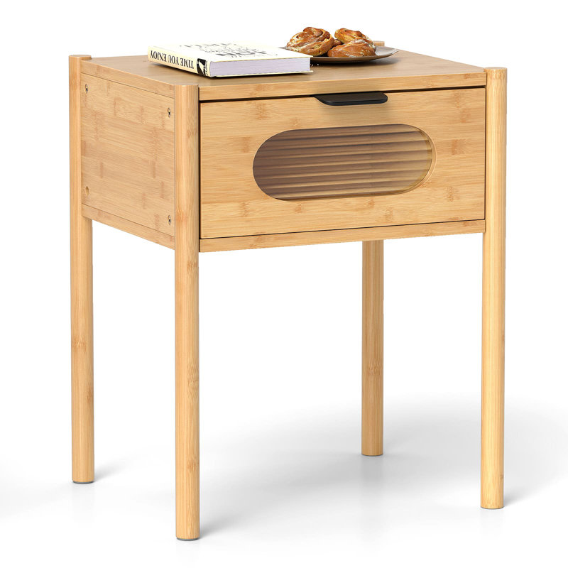 40cm W Bamboo / Rattan Bedside Table