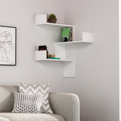 Luci 3 Piece Corner Wall Mounted Floating Shelf Modern Space-Saving Design