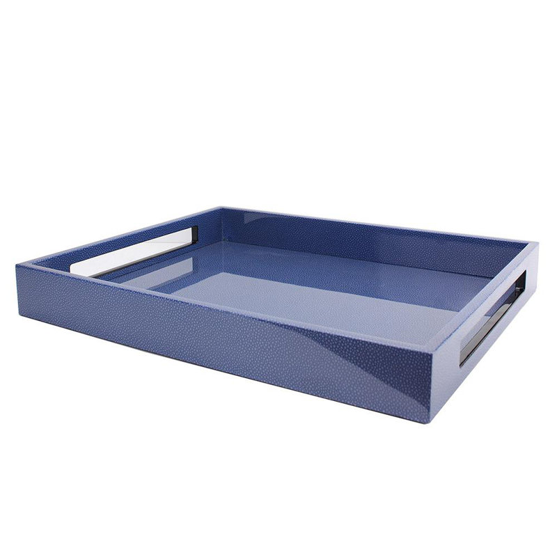 Lacquer Decorative Tray, 16" H x 14" W x 2.56" D, Blue
