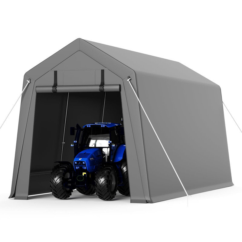 Tente pour abri de moto 7 x 12 pi, remise imperméable avec cadre en fer robuste, protection contre les rayons UV et garage résistant aux intempéries