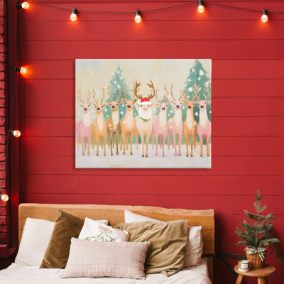«Pastel Santa's Reindeer», conception par Arlington Prints