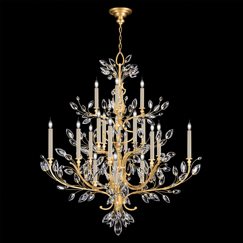 Crystal Laurel 20 - Light Crystal Chandelier, Gold