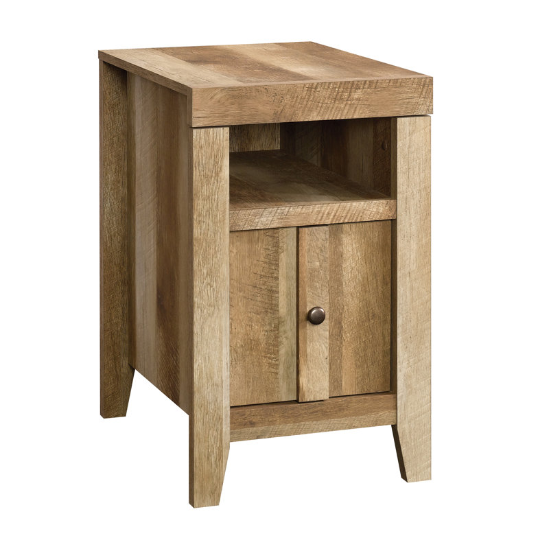Table d'appoint rectangulaire en bois brun de 16,5 po avec table ouverte et petite armoire