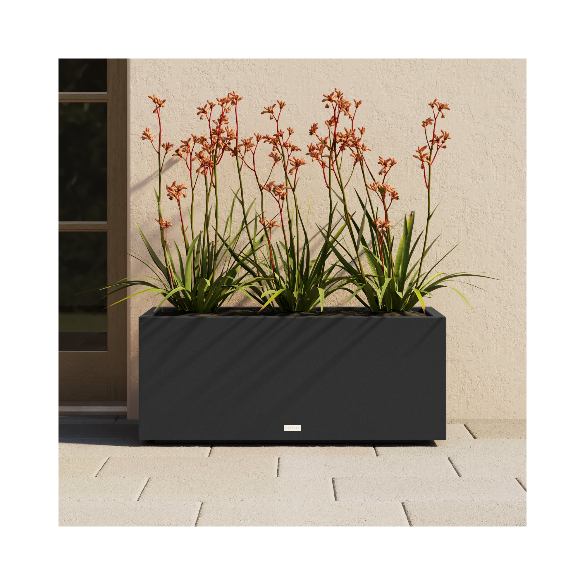 Block Series Long Box Planter, Black, 16” H x 38” W x 15” D