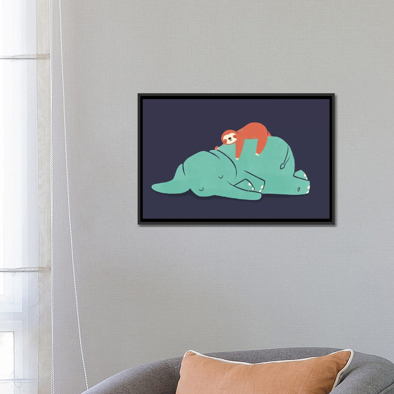 " Snooze " by Jay Fleck, 18" H x 26" W x 1.5" D, Black Framed Canvas, No Mat