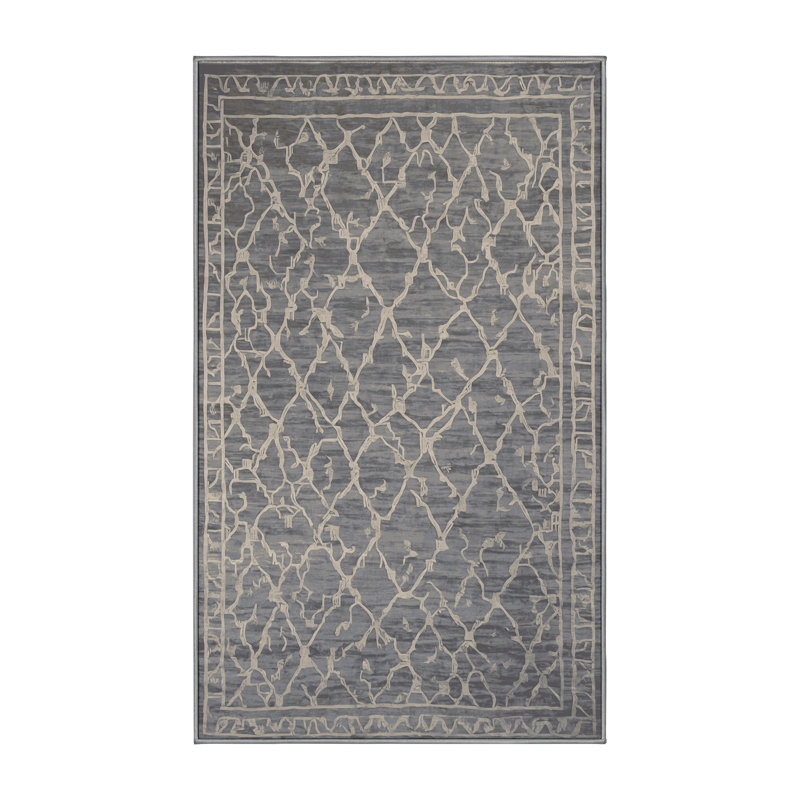 Machine Washable Gray Area Rug, Rectangle 3' x 5'